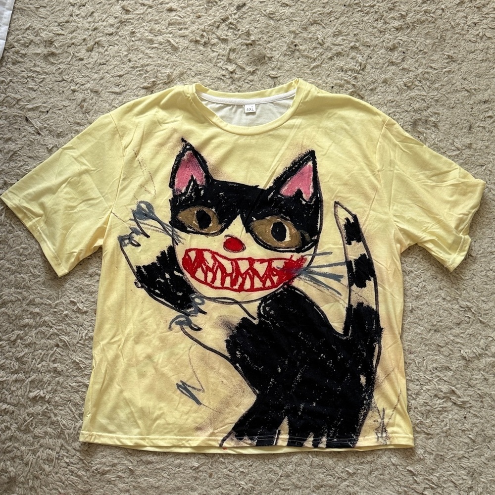 Playful Cat Graphic Women's Jersey Top